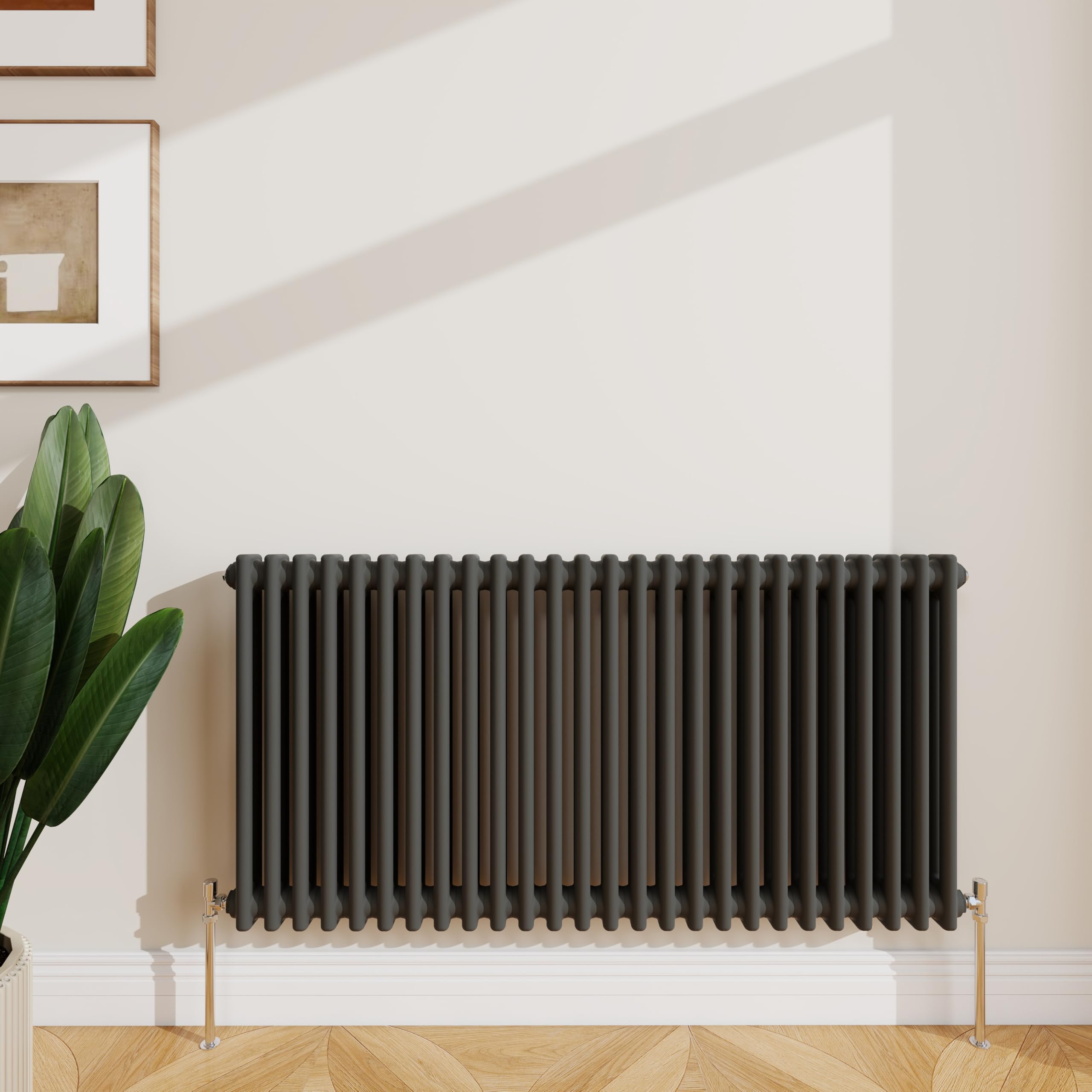 SLINE SANITARY 600x1190mm Cast Iron Style Traditional 2 Column Horizontal Anthracite Central Heating Radiator