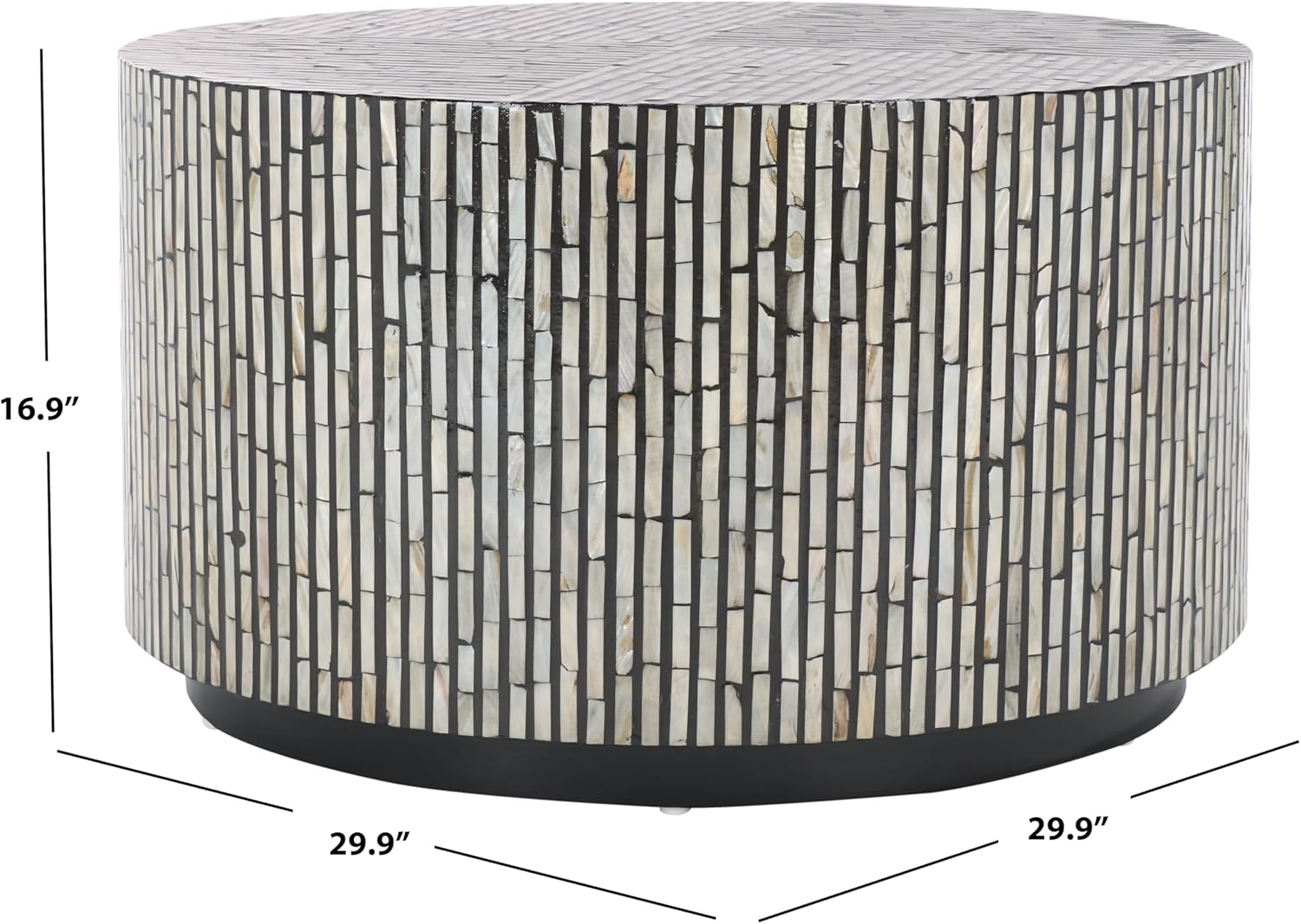 SAFAVIEH Home Collection Hamza Black Mother of Pearl Round Coffee Table (Fully Assembled)