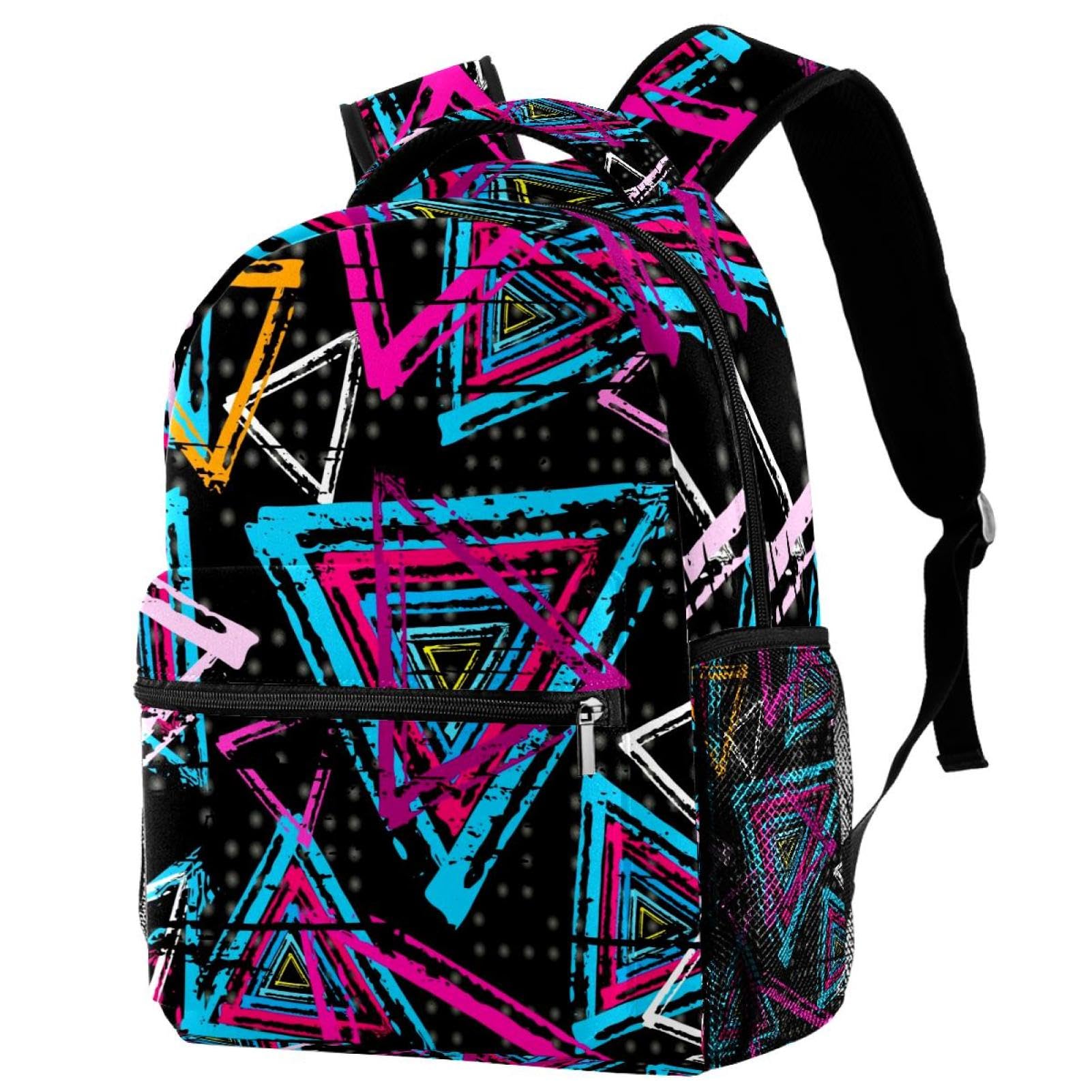 Sac à dos d'école à forme triangulaire colorée au design multicolore original - 7