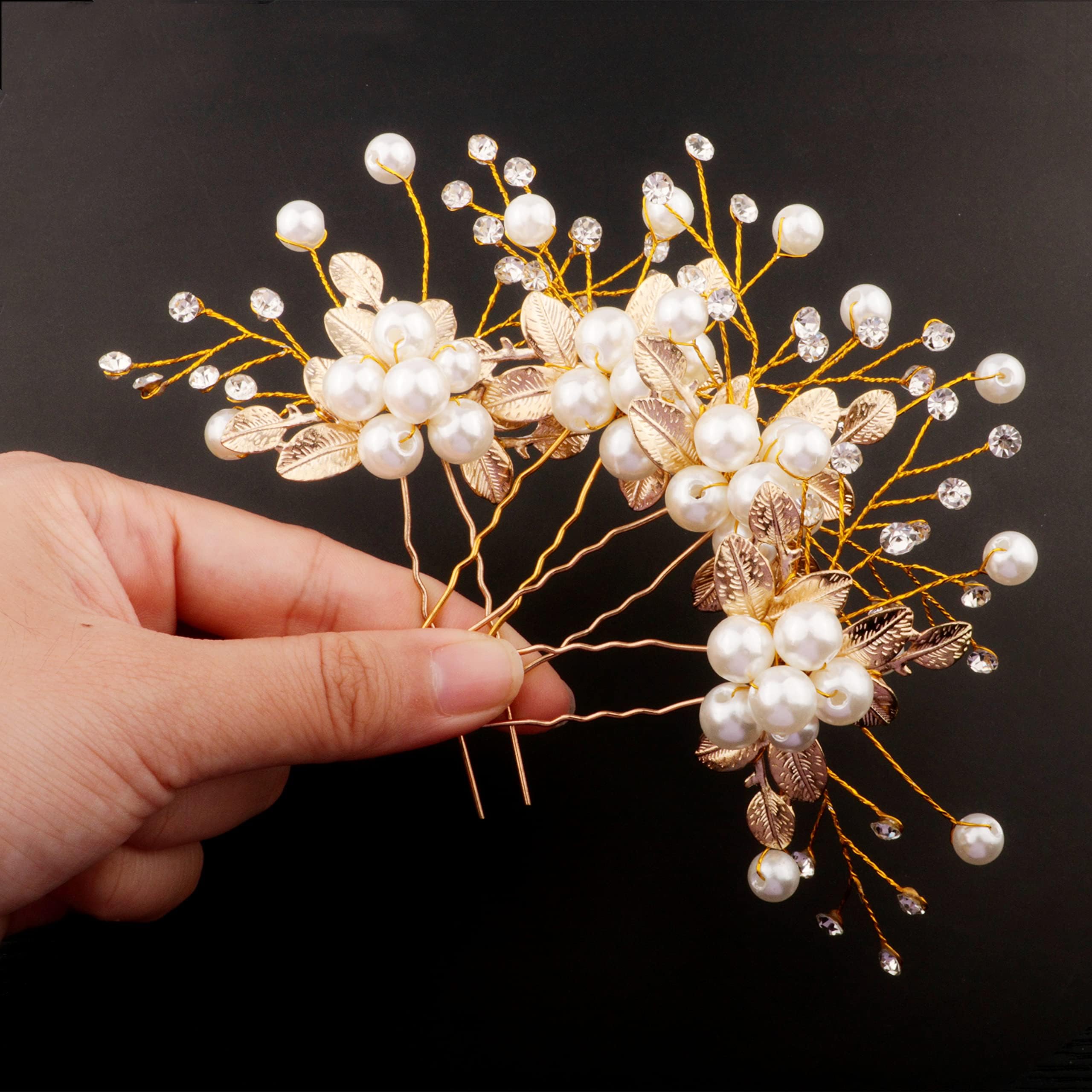 Amazon.com : La Jolie Jasmin 4 Pcs Hair Pins, Floral Hair  display picture 2