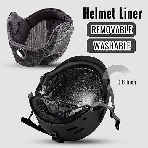 Miniatura 6 de TurboSke - Casco de esquí casco de snowboard casco de deportes de nieve audio compatible para hombres mujeres y jóvenes Negro mate, Azul mate, Matte