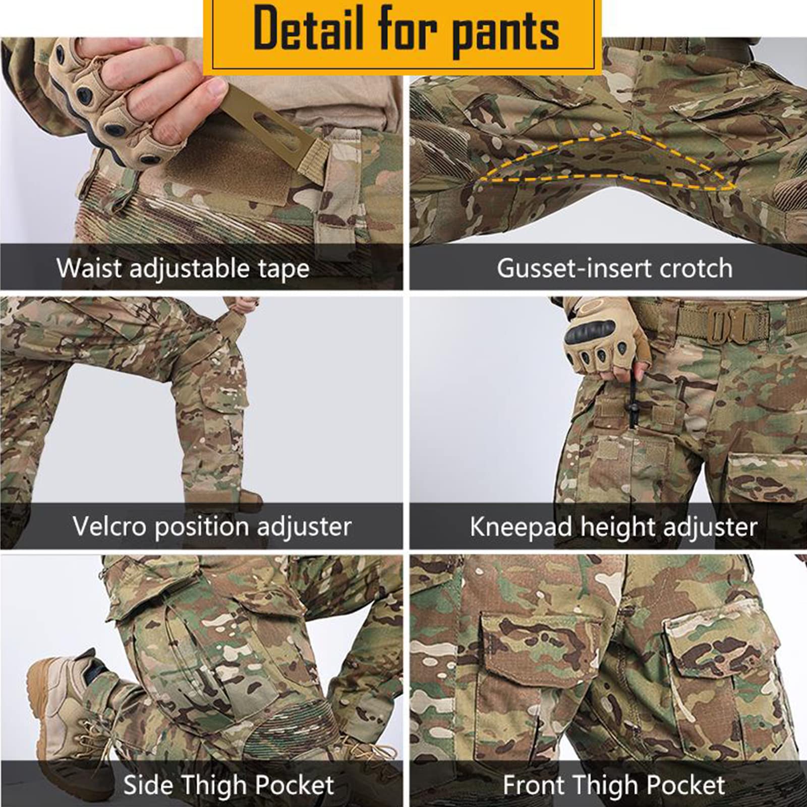 Abbigliamento tattico Combat Bdu Camouflage Uomo Uniforme, G3 Airsoft Military Set, Giacca Camicia & Pantaloni Completo.