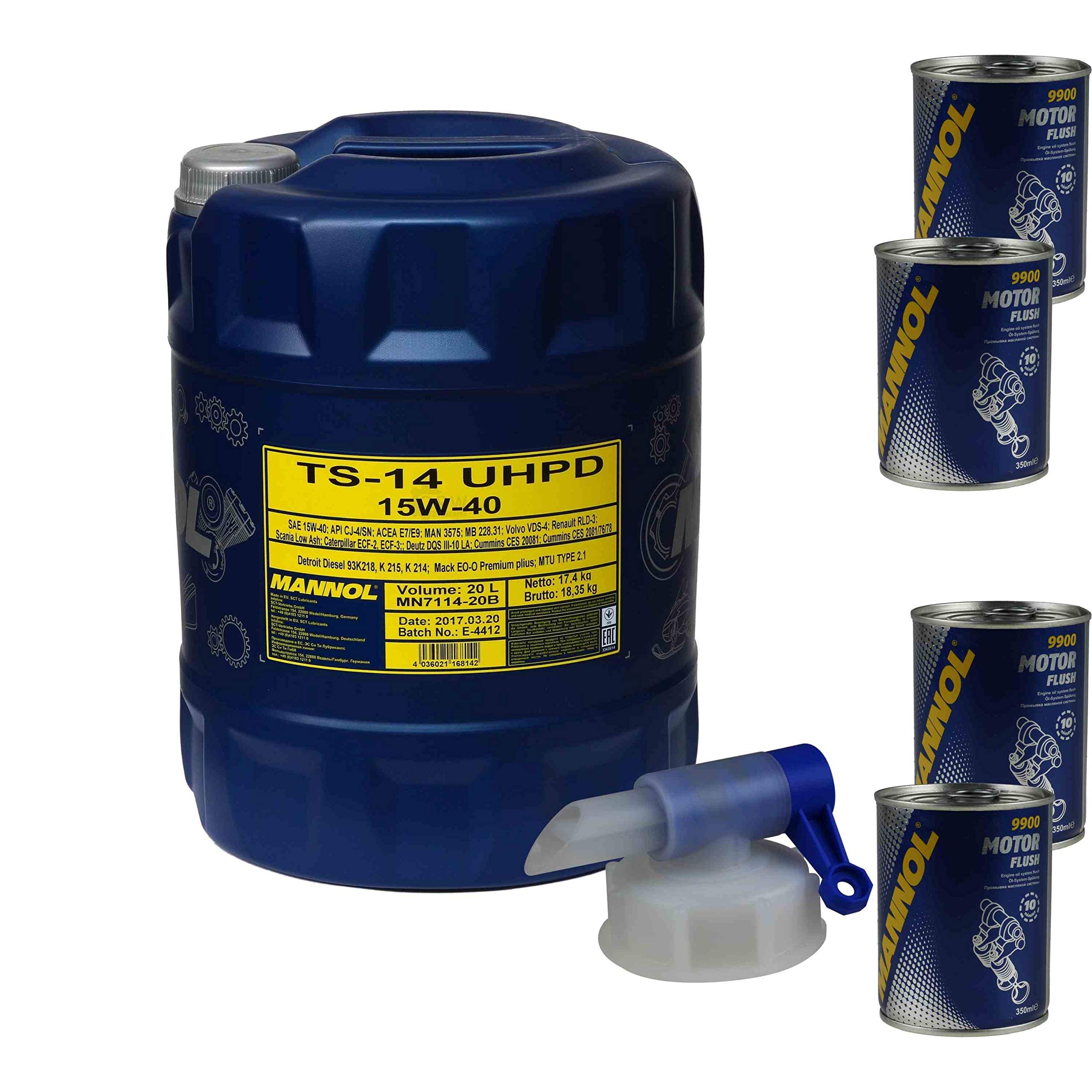 Huile moteur MANNOL TS-14 UHPD 15W-40/SN 4 x MANNOL ADDITIV 20 L