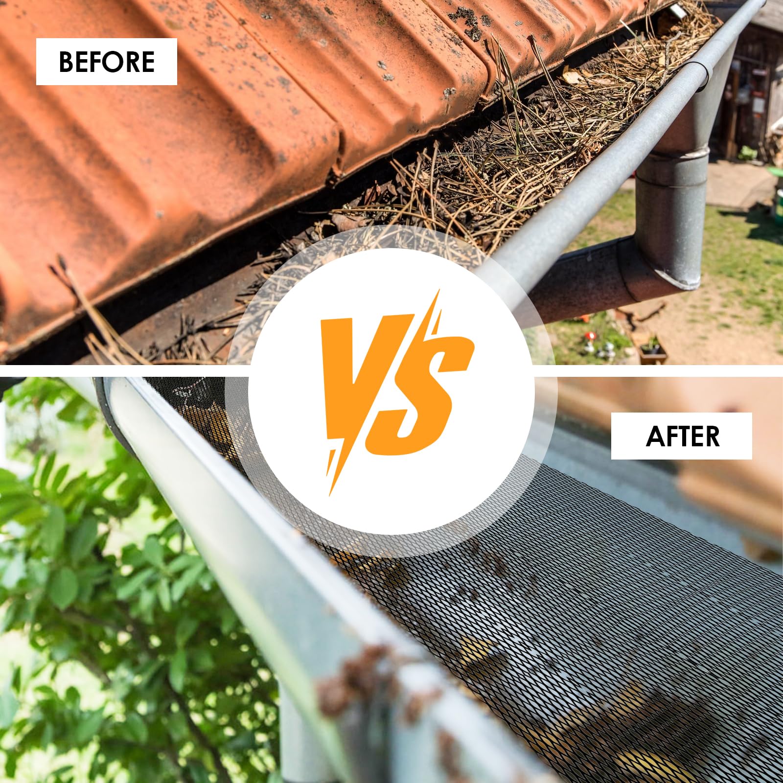 Gutter Leaf Protection, 8 m x 18 cm, Rain Gutters, Leaf Protection, Robust Gutter Protection, Gutter Grille for Homes Carport - Image 4
