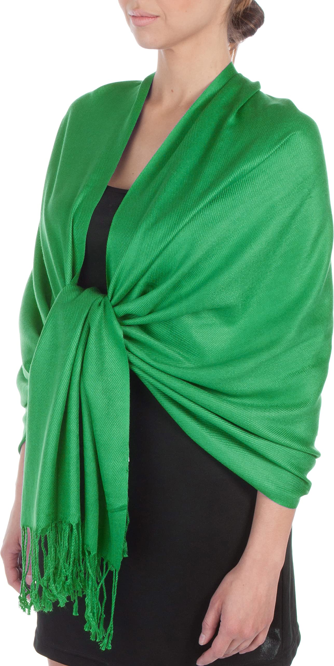 SakkasLarge Soft Silky Pashmina Shawl Wrap Scarf in Solid Colors