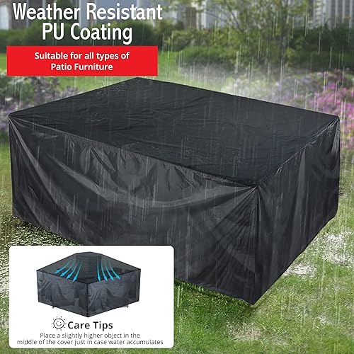 Miniatura 4 de Noshki Fundas para muebles de patio, funda resistente 600D para muebles de exterior, impermeable y a prueba de polvo, para juegos de fundas de sofá