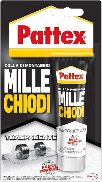Pattex Millechiodi Trasparente - Adesivo Montaggio Base Acqua per Legno, Metallo, Vetro - 40g