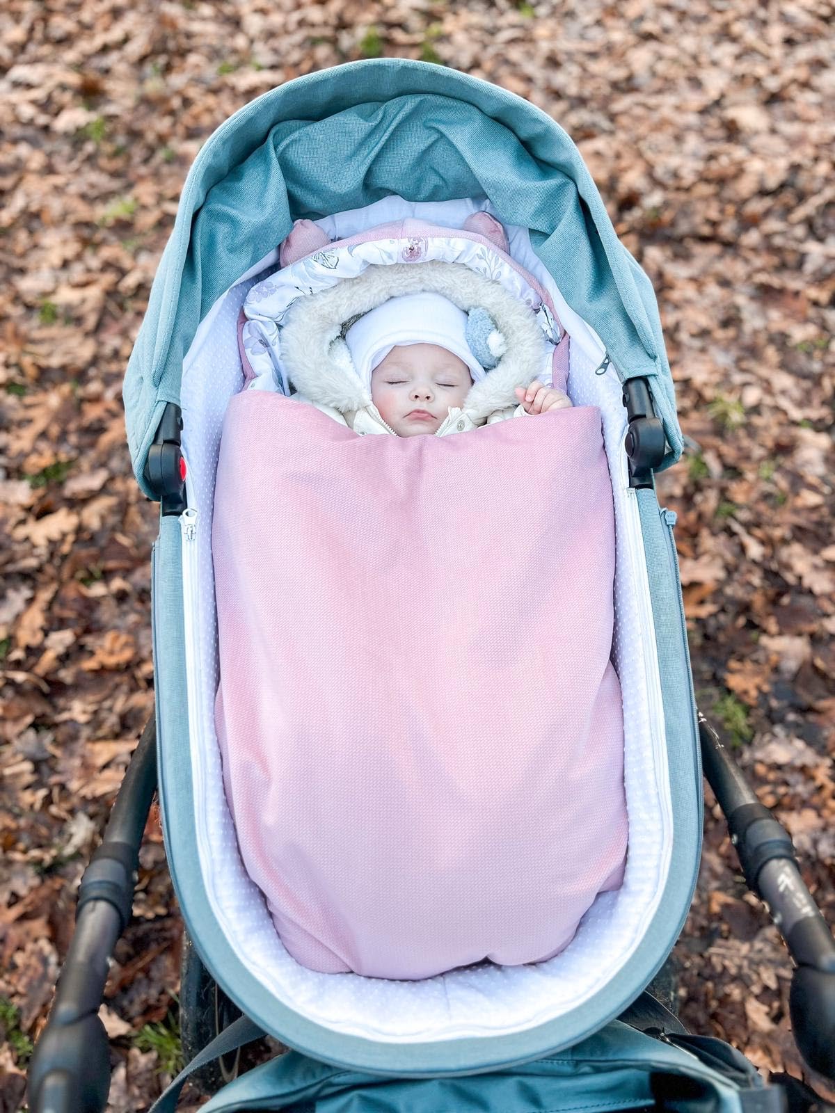 Chancelière d'hiver, chancelière pour Coque bébé, Hiver/Automne, chancelière bébé Chaude, Couverture d'emmaillotage pour Poussette/Buggy, Universelle avec Harnais 3 Points et 5 Points Rose Fleurs