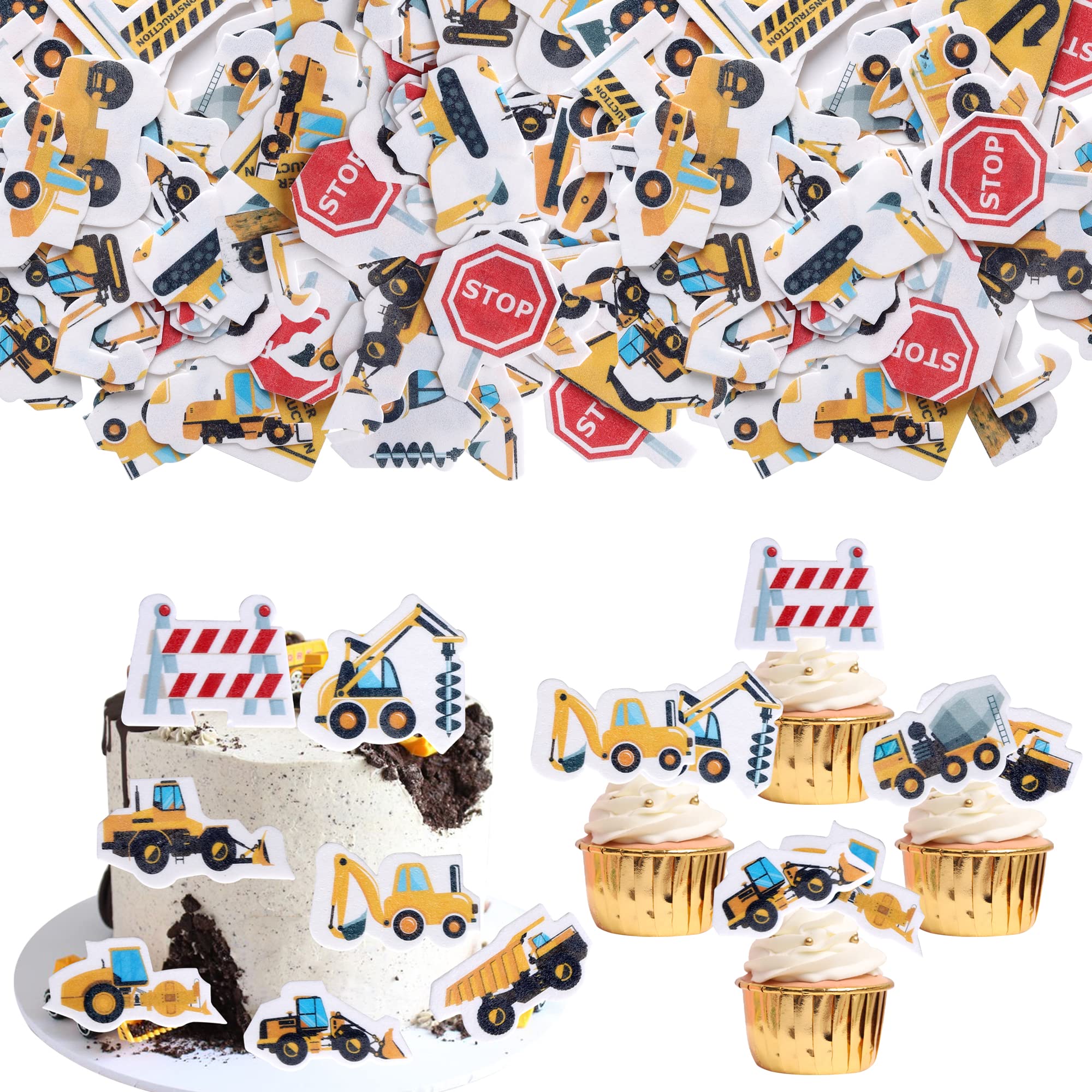 Buy 64 PCS Edible Construction Cupcake Toppers Truck Tractor Excavator