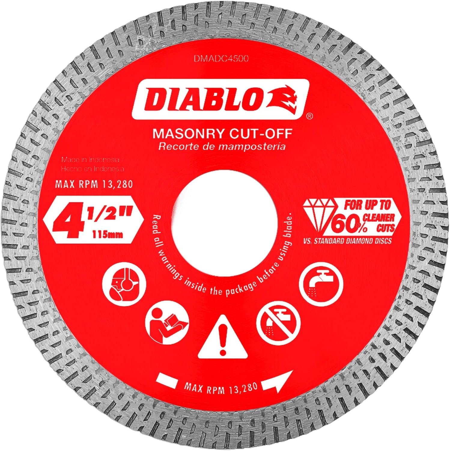 Diablo by Freud DMADC0450 4-1/2 in. Diamond Continuous Rim Cut-Off Discs for Masonry