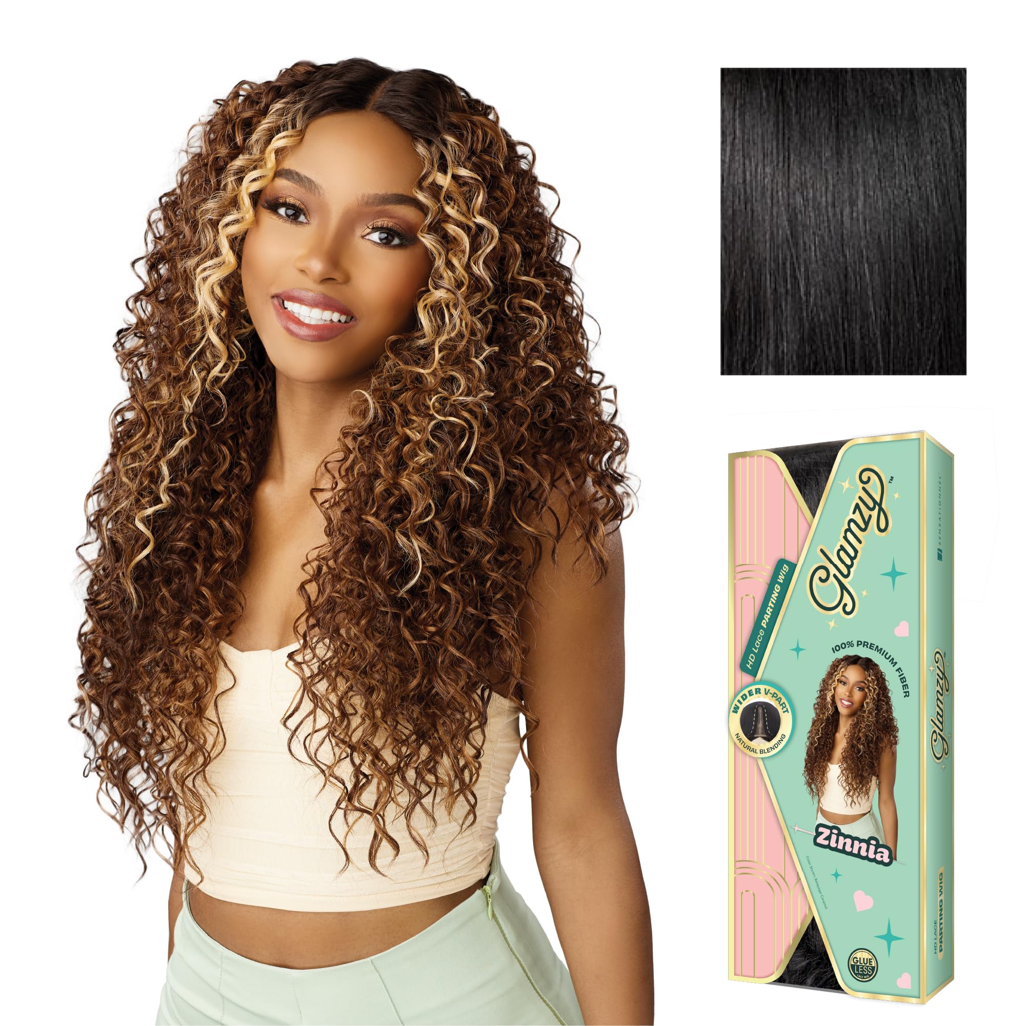 Amazon.com : Sensationnel Glamzy Lace Part Wig-Zinnia, 1 JETBLACK