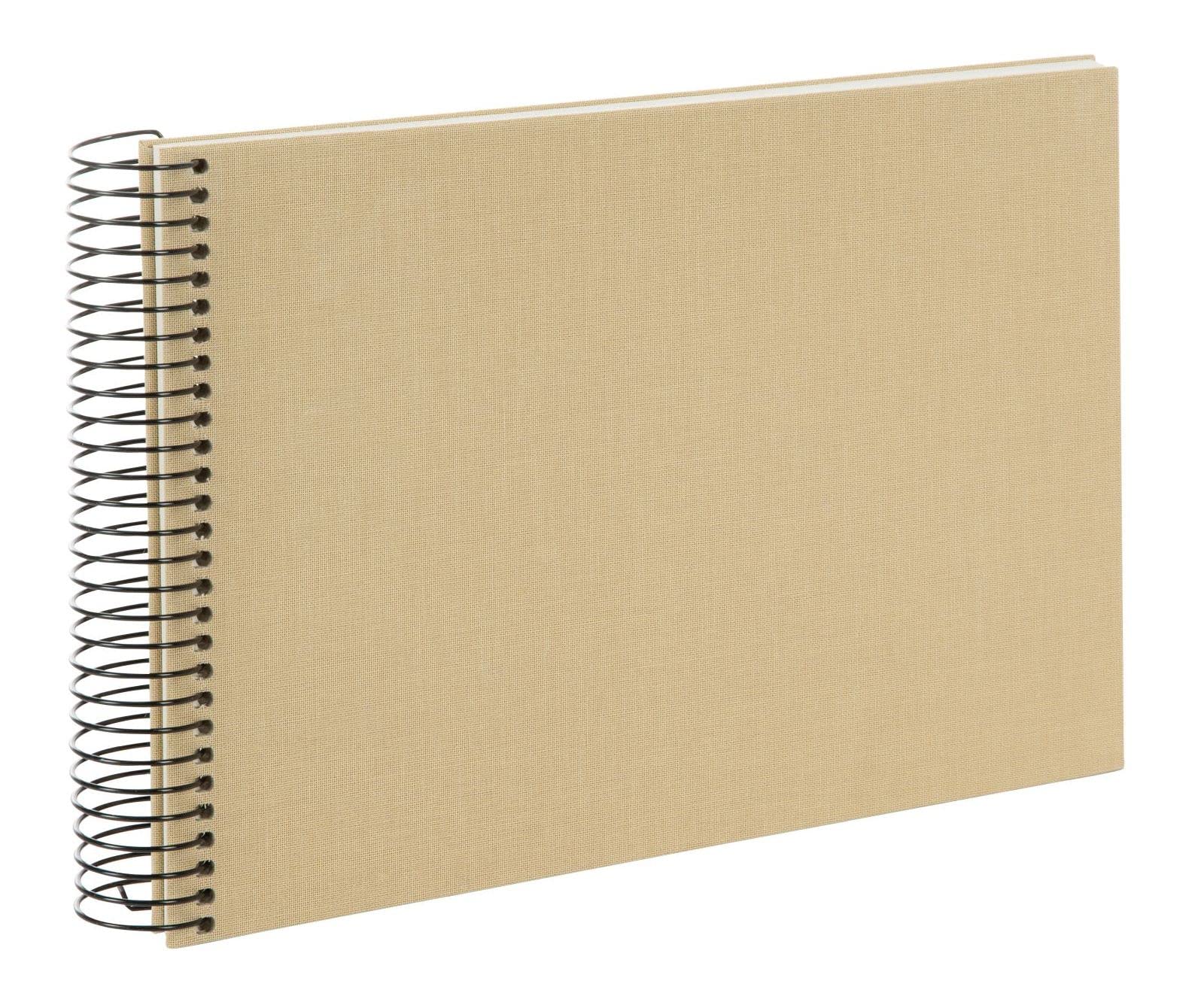 goldbuch Bella Vista 20 506 Spiral Album, Beige, Photo Book 24 x 17 x 2.8 cm, Photo Album 40 White Pages, Photo Book Cover Made of Linen, Photo Album for 40 Photos, Spiral Bound Photo Album