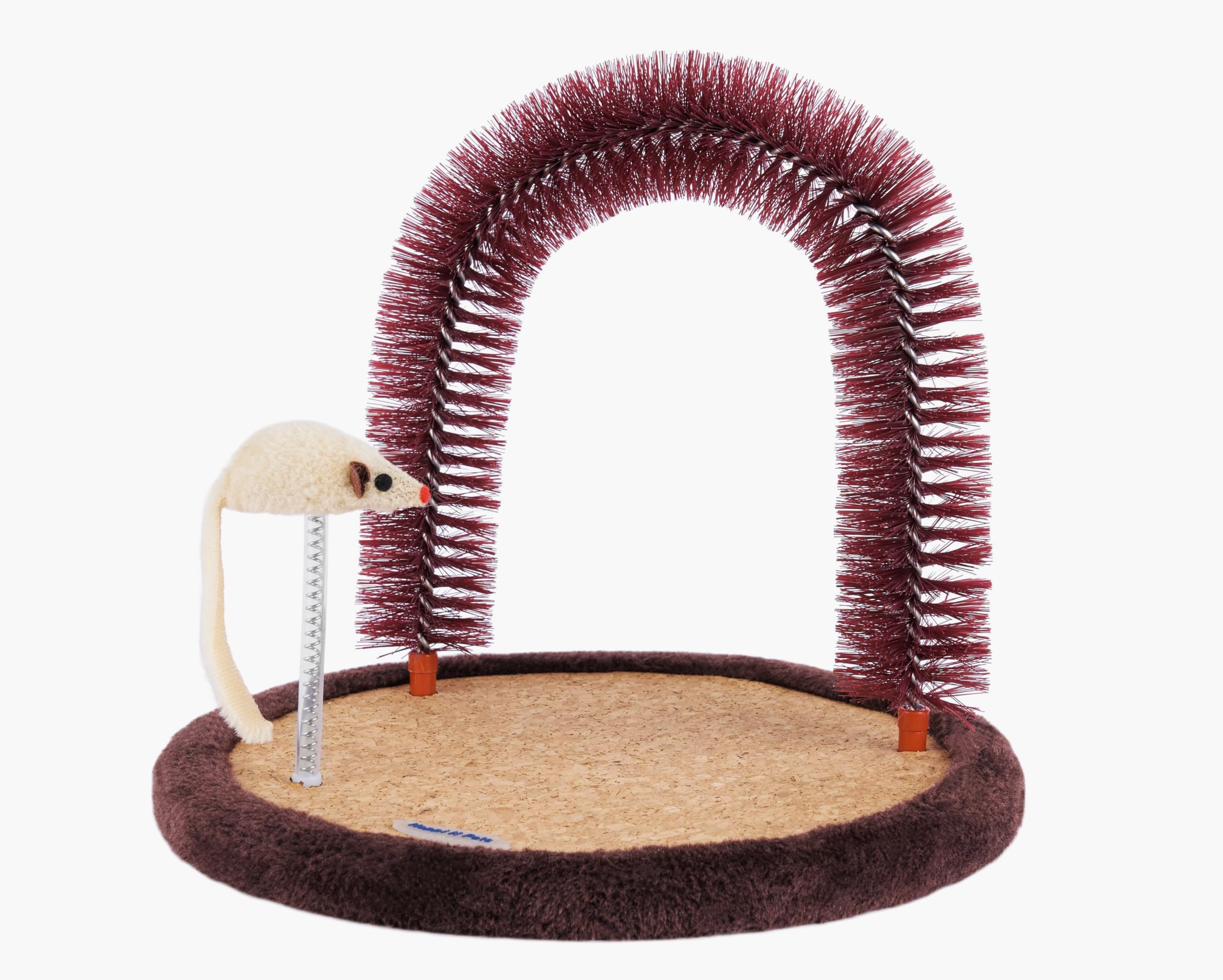 Happi N Pets Kratzpfosten, Große Selbstpflegegerät, Katzen-Selbstmassagegerät, Katzenhaarbürste für die Pflege mit robuster Katzenkratzpad und Katzenminze, interaktive Maus-Spielzeug für Kätzchen