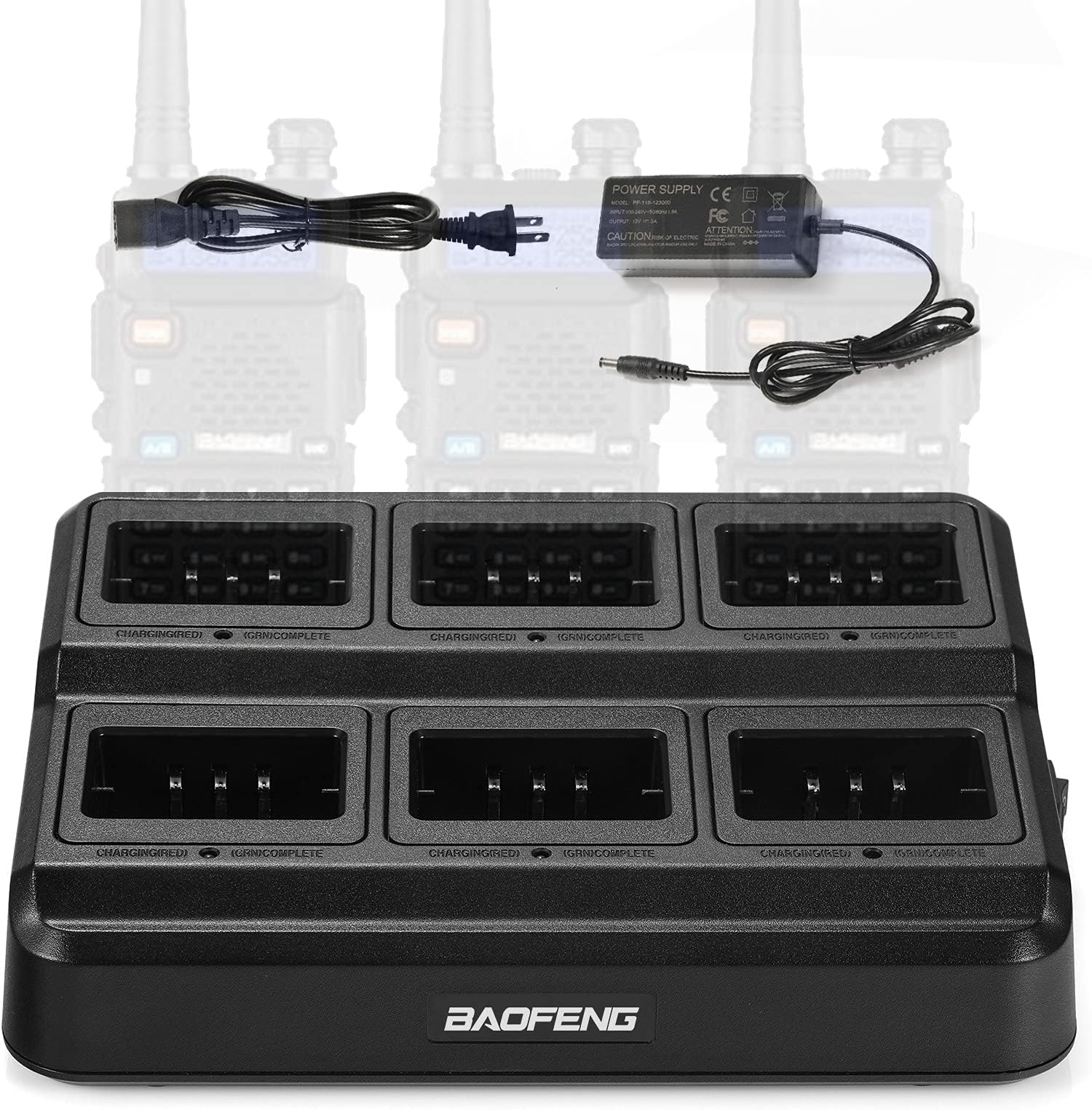 BAOFENG UV-5R Six Way Charger Multi Unit Charger Station for UV-5R 8W BF-F8HP GT-5R UV-5R+ Plus UV-5RE UV-5RTP UV-5RX3 UV-5RA UV-5G Walkie Talkie and Battery
