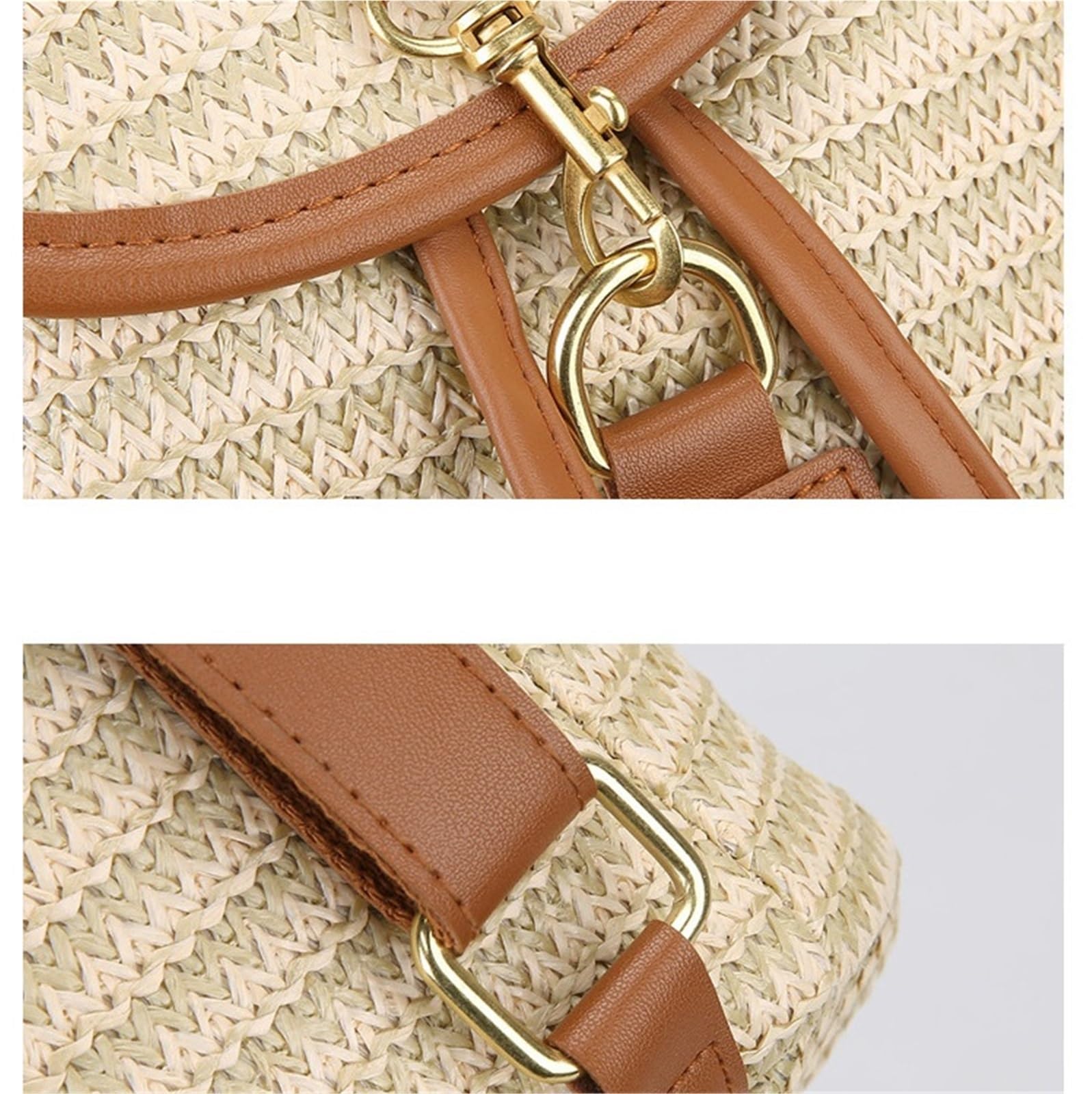 Zaino estivo a spalla vuota in paglia Boho da donna