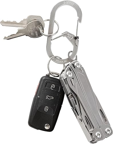 Miniatura 3 de Nite IZE G-Series SlideLock #4 Mosquetón de doble cámara, llavero de doble mosquetón de seguridad, acero inoxidable