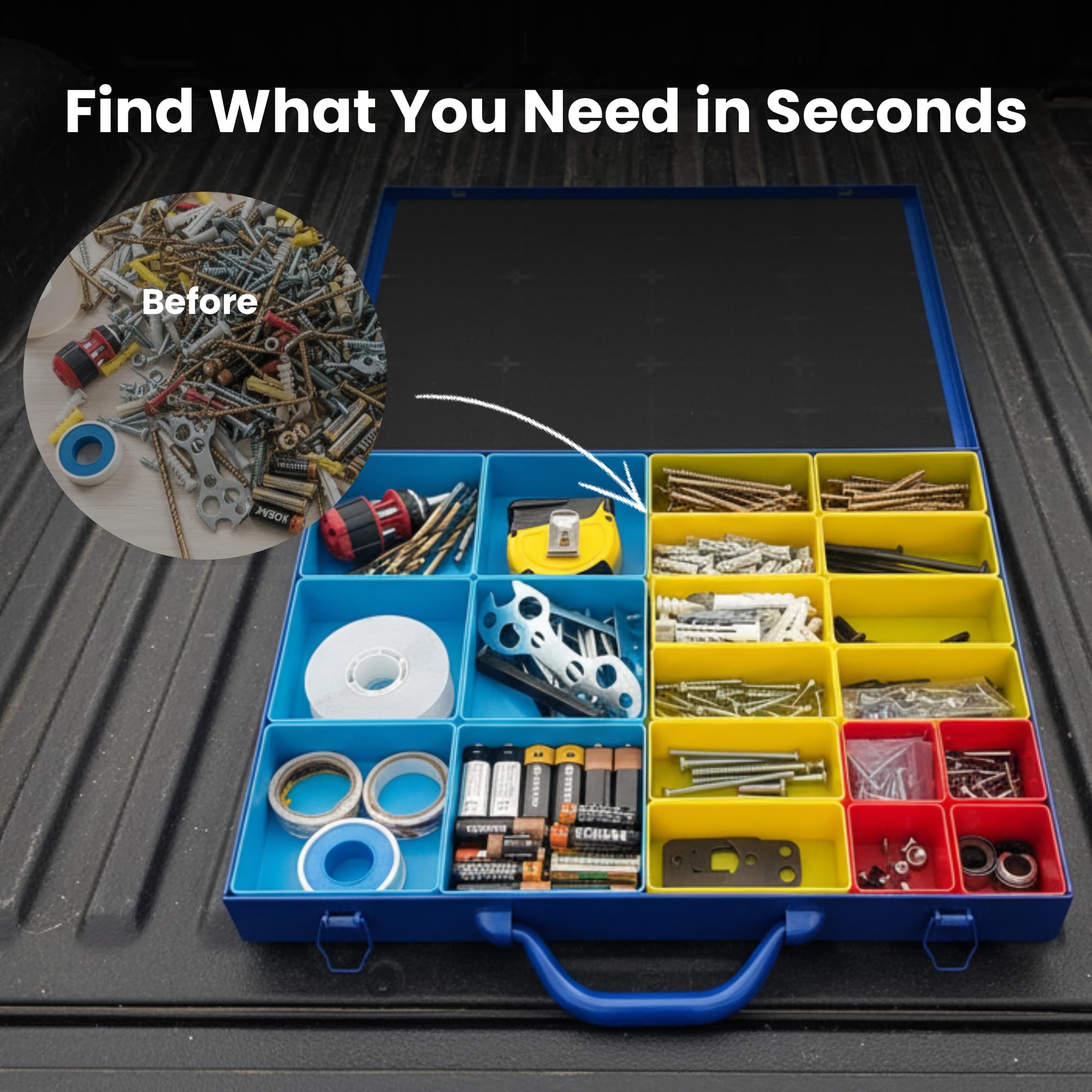 Metal Screw Organizer Box - Nut and Bolt Organizer and Storage