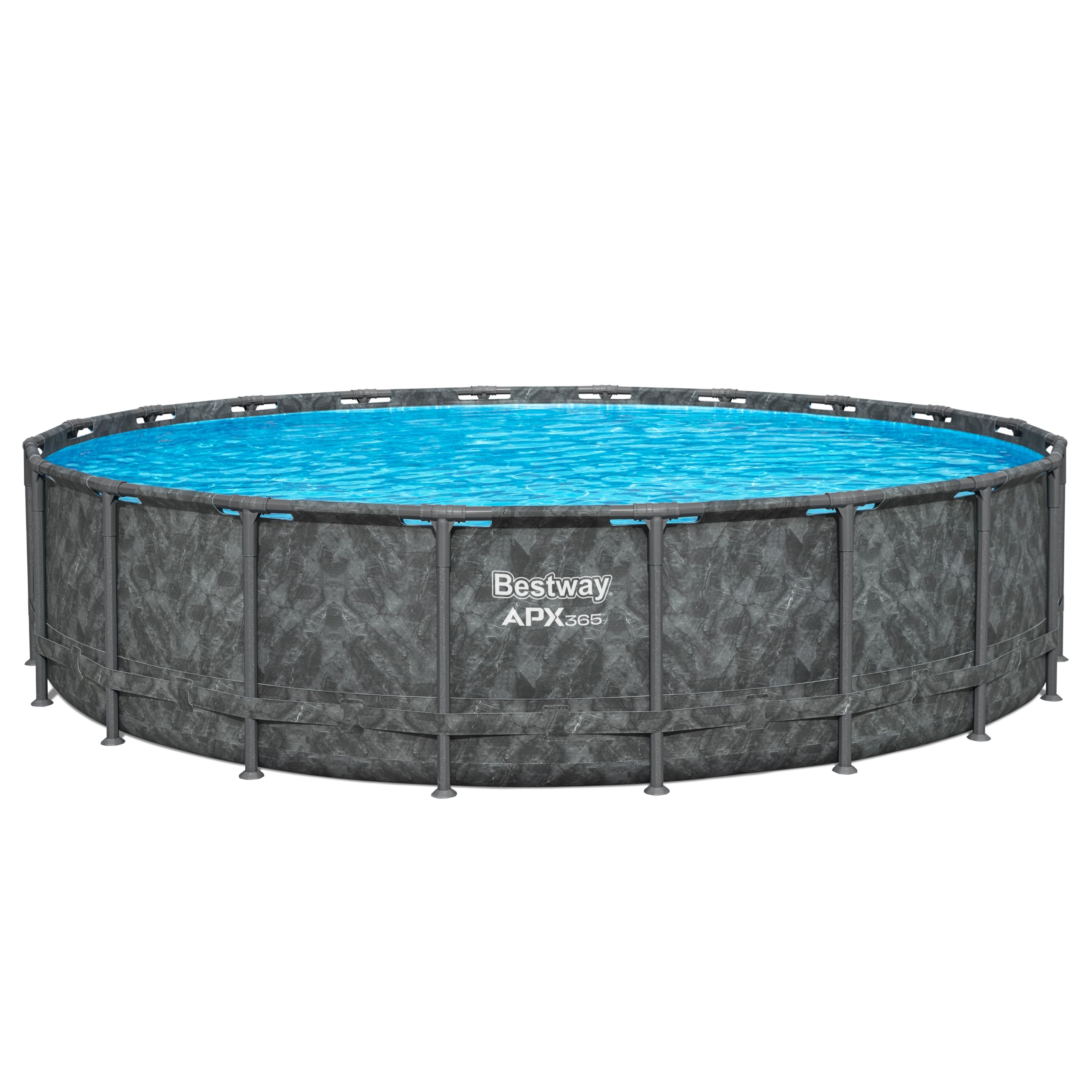 Bestway Kit Piscine Hors Sol Ronde APX 365-610 cm x 610 cm x 132 cm - Gris foncé