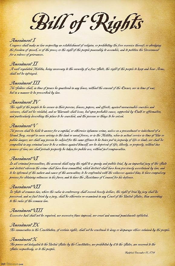 trends international bill of rights u s a wall poster 22 375 x 34 everything else