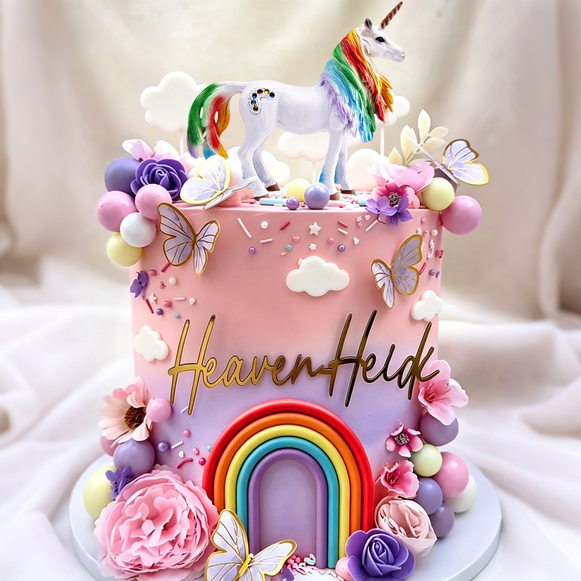 Elegant Unicorn Cake Decoration Pony Birthday Decor Rainbow Cake Topper
