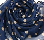 TRIXES Navy Blue & Gold Polka Dot Scarf - Ladies Fashion, Retro Accessory | Lightweight, 1950's Retro Fashion Accessory - Head & Neck Wrap