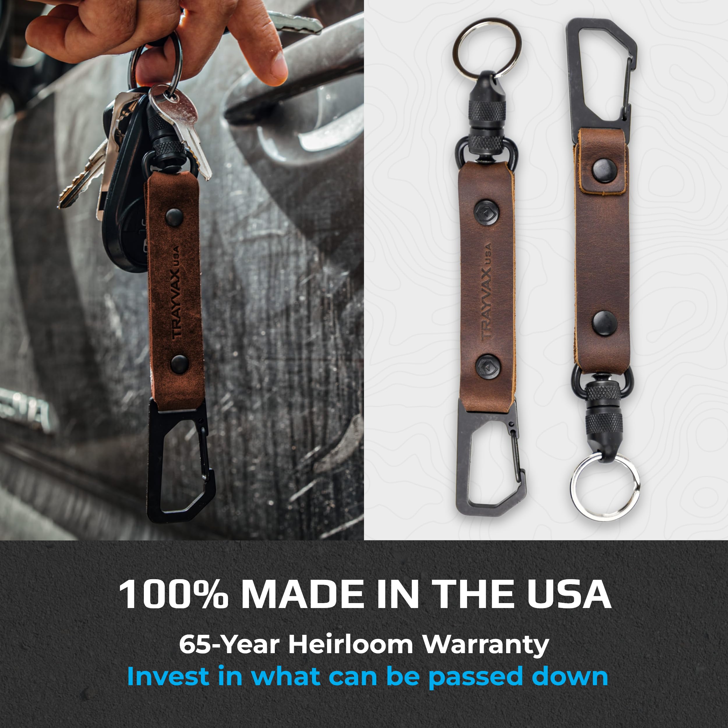 Amazon.com: Trayvax Link Lanyard Leather Keychain, Quick Release