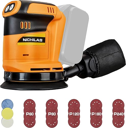Lijadora Orbit compatible con batería DEWALT de 20 V, lijadora eléctrica de 5 pulgadas con colector de polvo para lijar y pulir (batería no incluida)