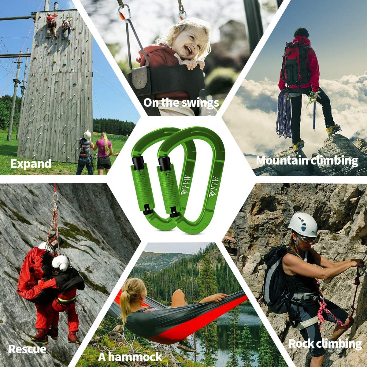 Moschettoni Arrampicata 2 Pezzi - Acciaio Legato Con Chiusura A Vite