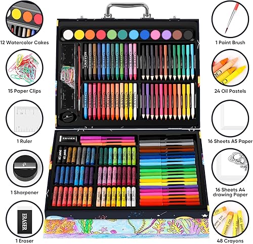 Miniatura 3 de Soucolor Suministros de arte y manualidades, paquete de 183 pinturas de dibujo para niños, niñas, niños, adolescentes, kit de arte para colorear,