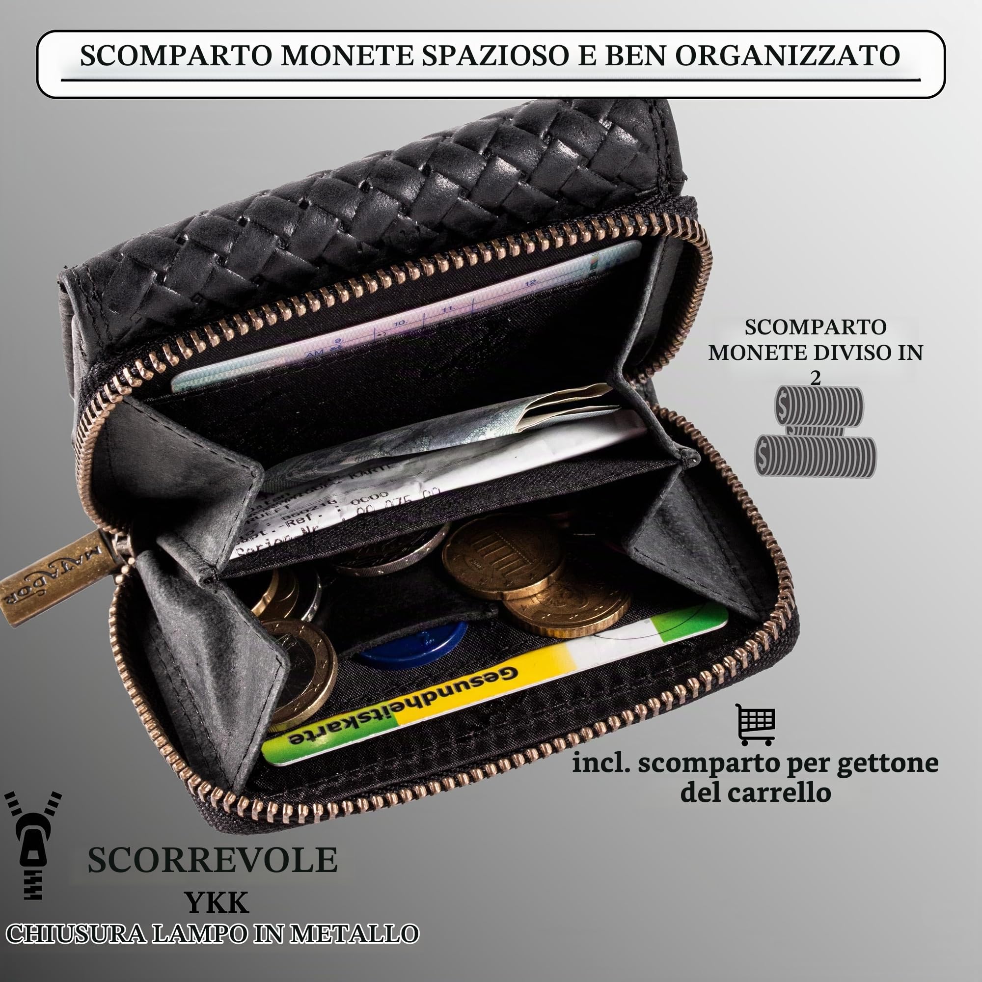 Matador Marca Portafoglio Uomo Pelle #CHIQUITO con Nobile Scatola Regalo, Portafoglio Prima Classe di Lusso con Protezione RFID, Portamonete Uomo con Molti Scomparti per Carte
