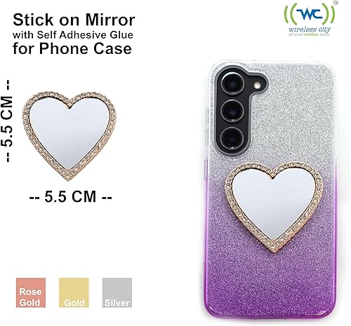 Miniatura 2 de Espejo de maquillaje con diamantes brillantes para fundas de teléfono, espejo portátil y de viaje, espejo de teléfono para pegar (espejo de teléfono