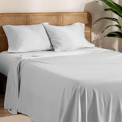 Vista 32 de Bare Home Juego de sábanas 100% algodón orgánico, ultra suave, 100% algodón, juego de sábanas y fundas de almohada, sábanas de bolsillo profundo