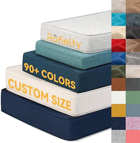 ROFIELTY Cojín de banco con diseño de ribetes – Cojín de asiento de muebles de interior/exterior para columpios de porche, asientos de ventana,