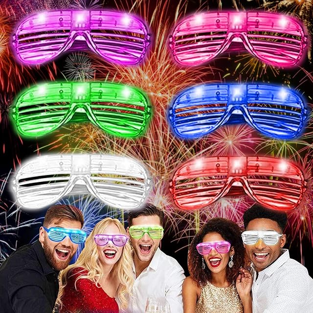 Neon Glasses Party - Light up Glasses Glow in the Dark Kids Shutter Shades Glasses Flashing Sunglasses for Adults Rave Party Set