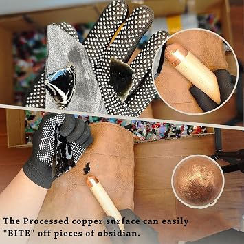 Flint Knapping Kit - Complete Obsidian Crafting Tools Set for Beginners Including 1 Pressure Flaker and 3 Copper Boppers | Outdoor Flint Grinding Tools