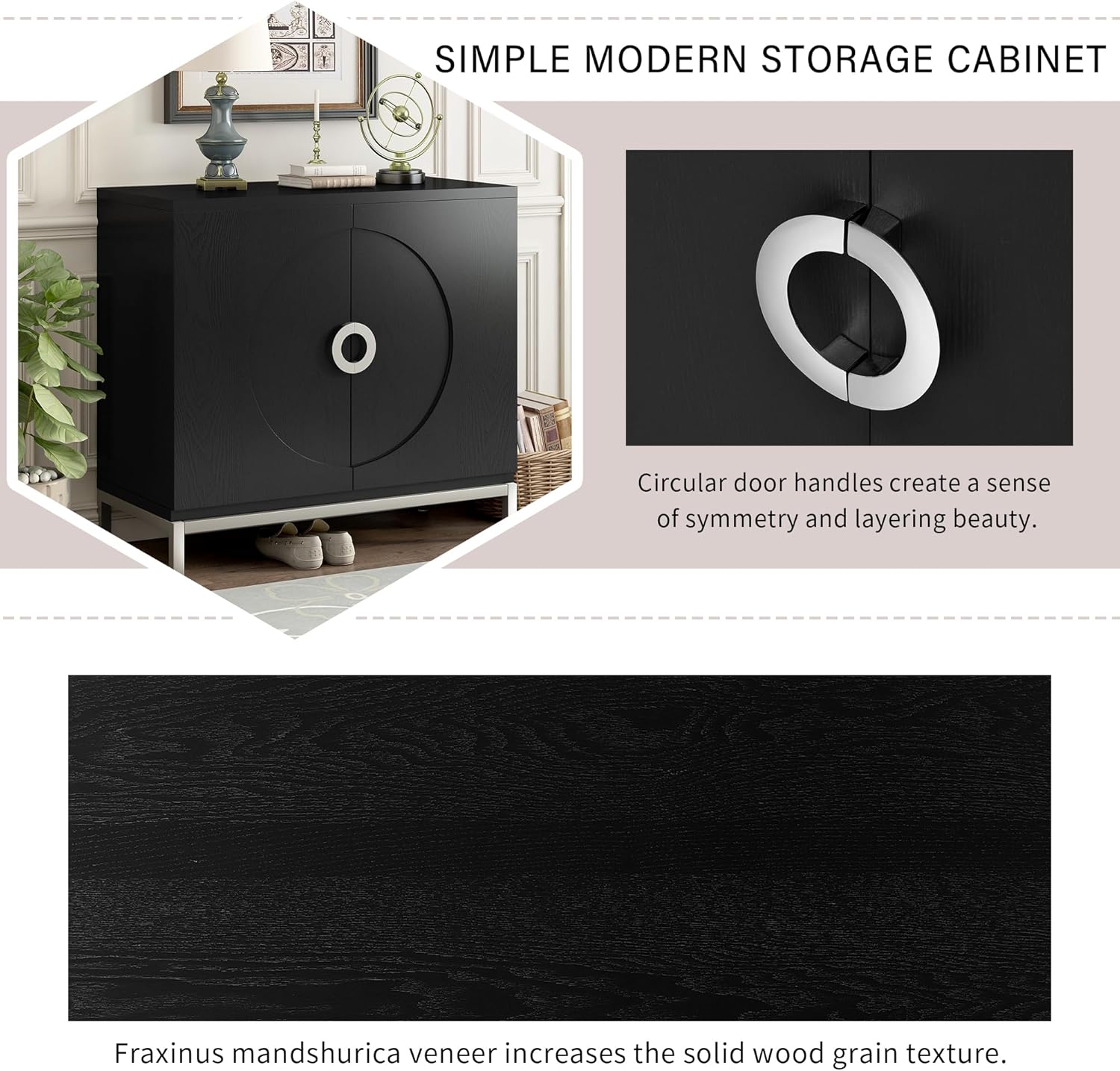 Merax Wood Farmhouse Buffet Sideboard with Metal Legs Coffee Bar Storge Cabinet Console Table for Living Room Kitchen Black