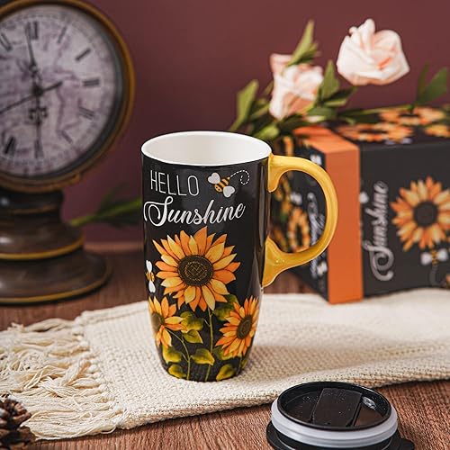 Miniatura 8 de Topadorn Taza de viaje de cerámica de 17 onzas con asa y tapa deslizante resistente a salpicaduras, adecuada para café y té, apta para microondas y