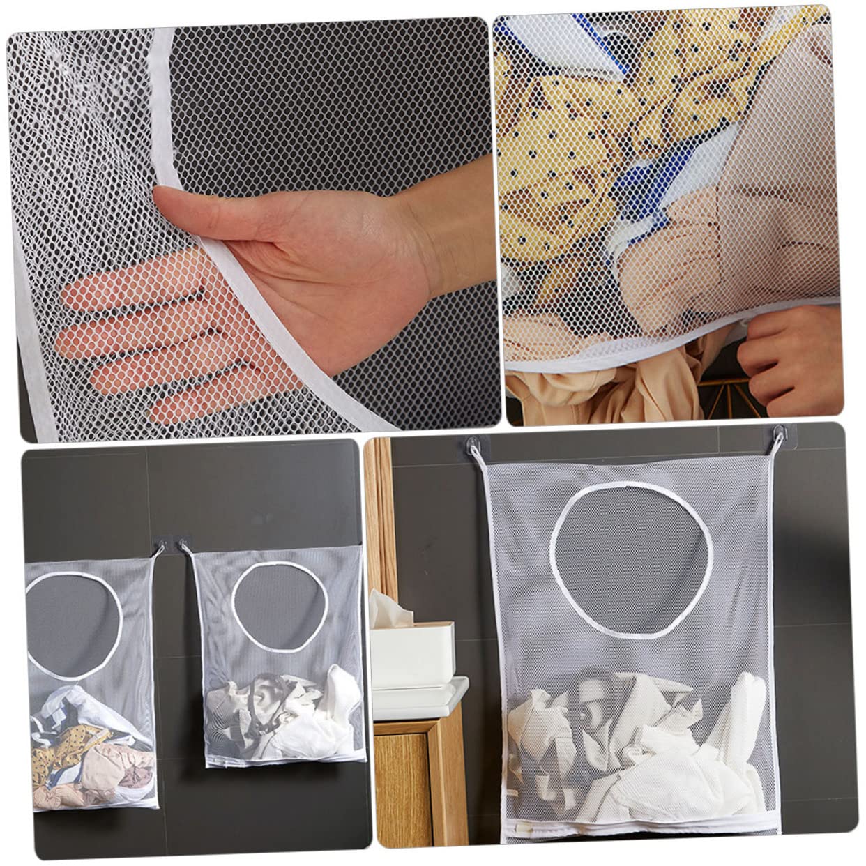 Didiseaon 4sets Borsa Porta Biancheria Rete Con Gancio Sacchetto Per Abbigliamento e Accessori Organizzatore Per Casa e Viaggi Materiale Resistente e Leggero