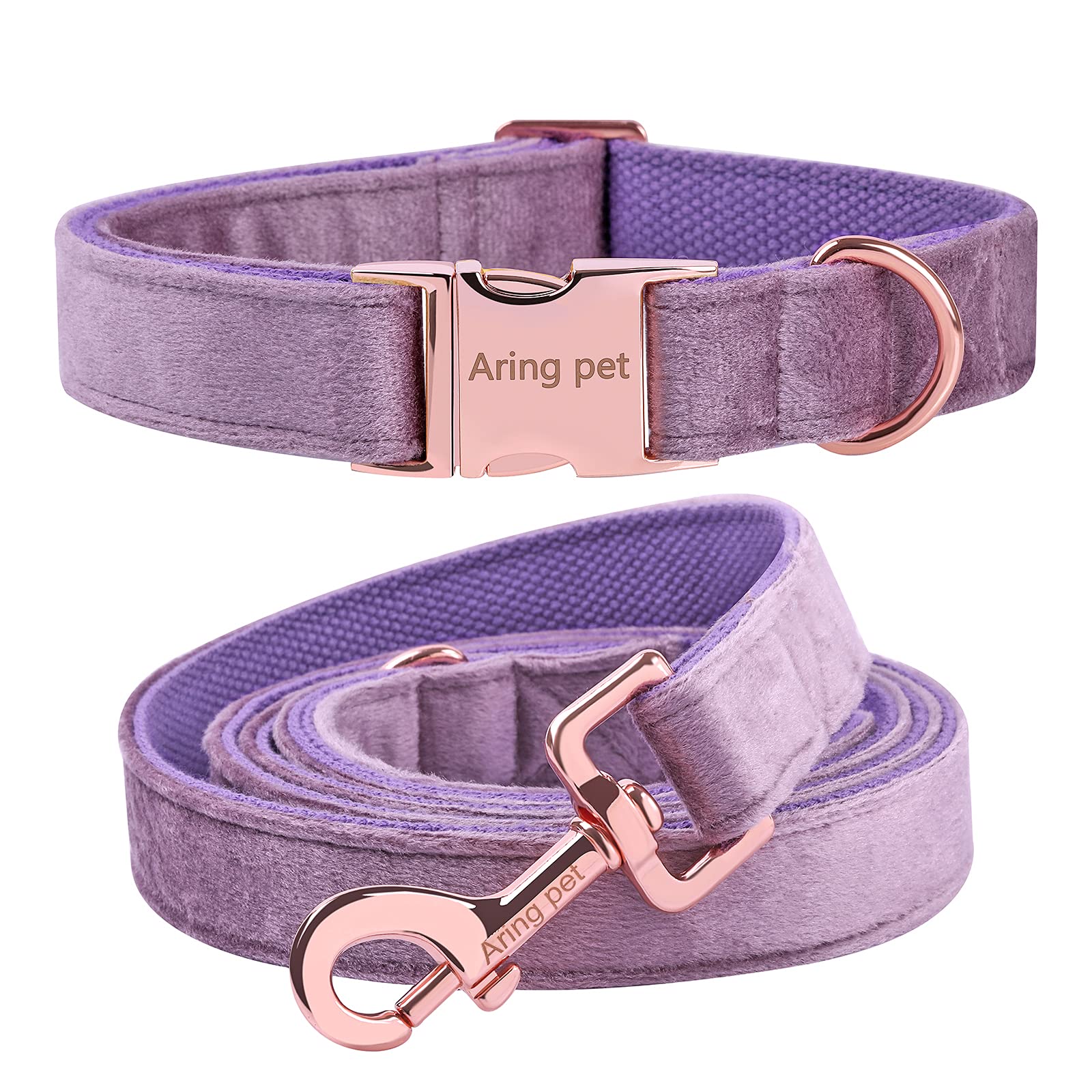 ARING PET Velvet Dog Collar and Leash Set, Soft Dog Collar and Leash, Adjustable Collars for Dogs — image 1