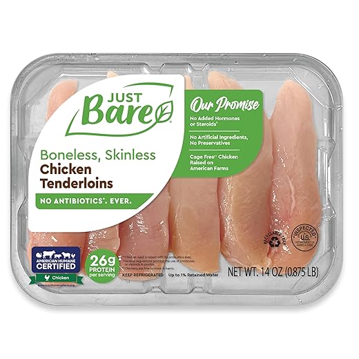 Just Bare® Natural Fresh Chicken Tenders | Antibiotic Free | Boneless | Skinless | 0.88 LB