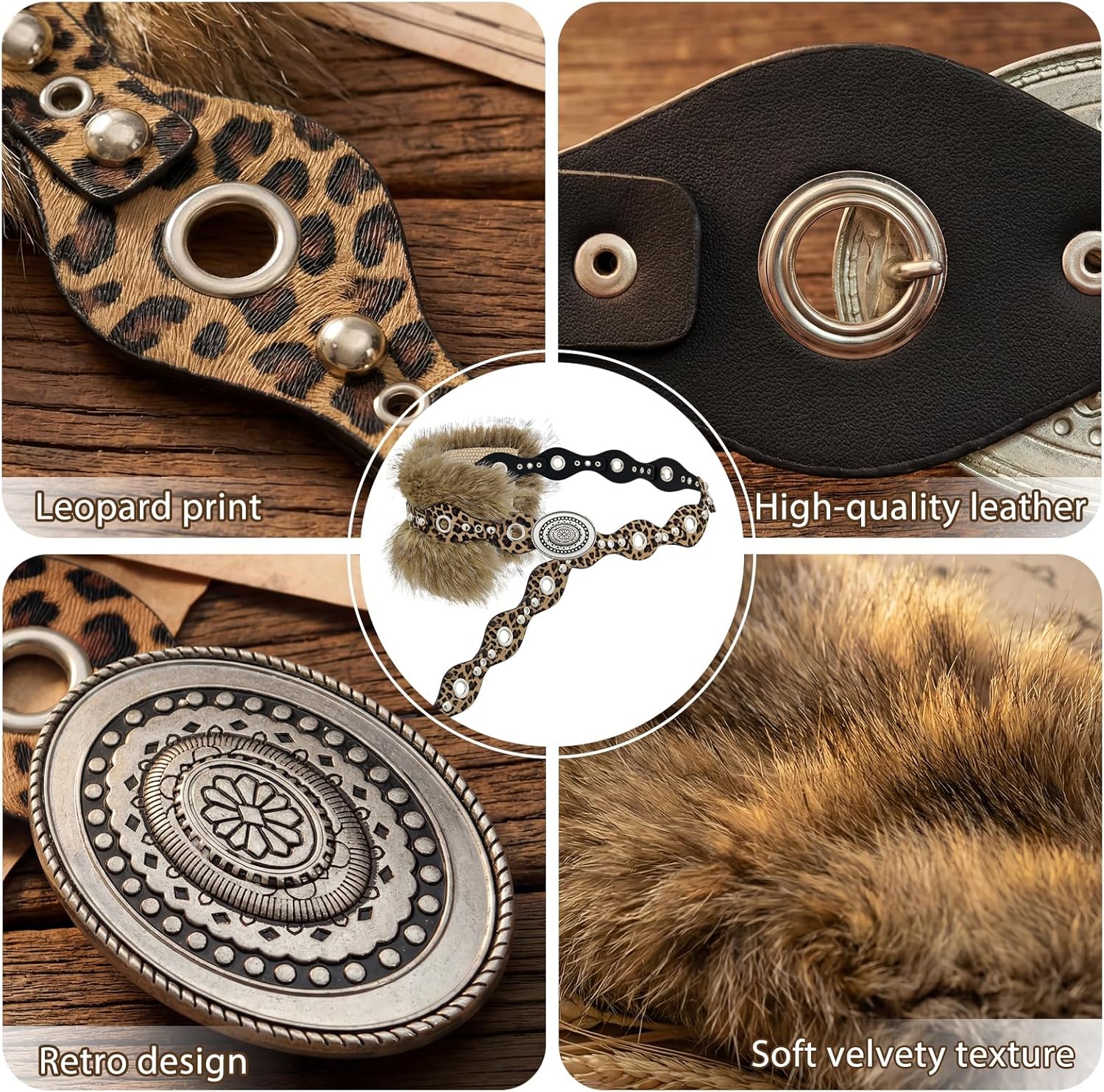 Bohend Faux Fur Leather Belt Brown Furry Belt Y2K Fuzzy Belts Accessory for Women - Image 4