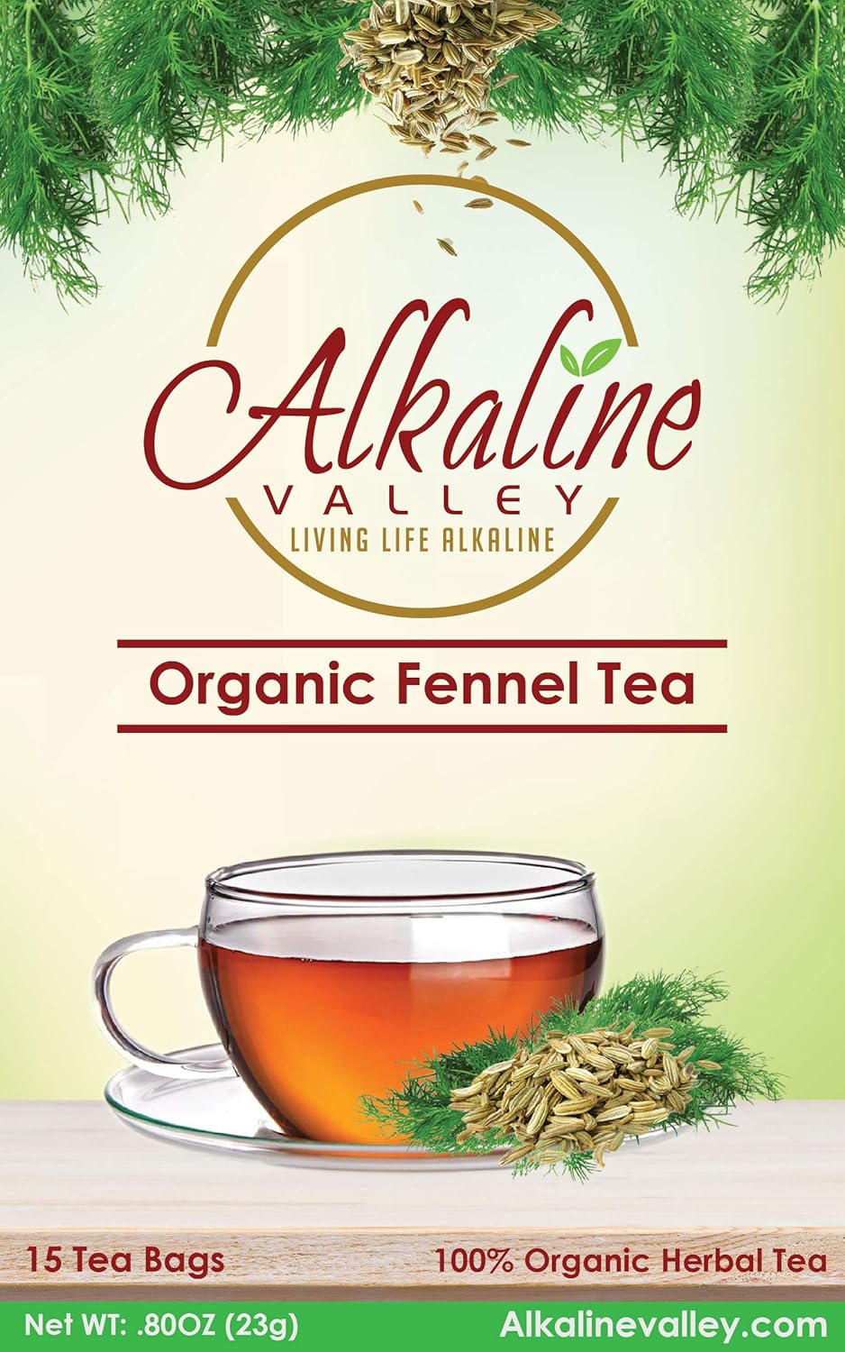 Fennel Tea Organic -15 Unbleached/Chemical-Free Fennel Tea Bags - (Pack of 6) - Caffeine-Free, No GMO