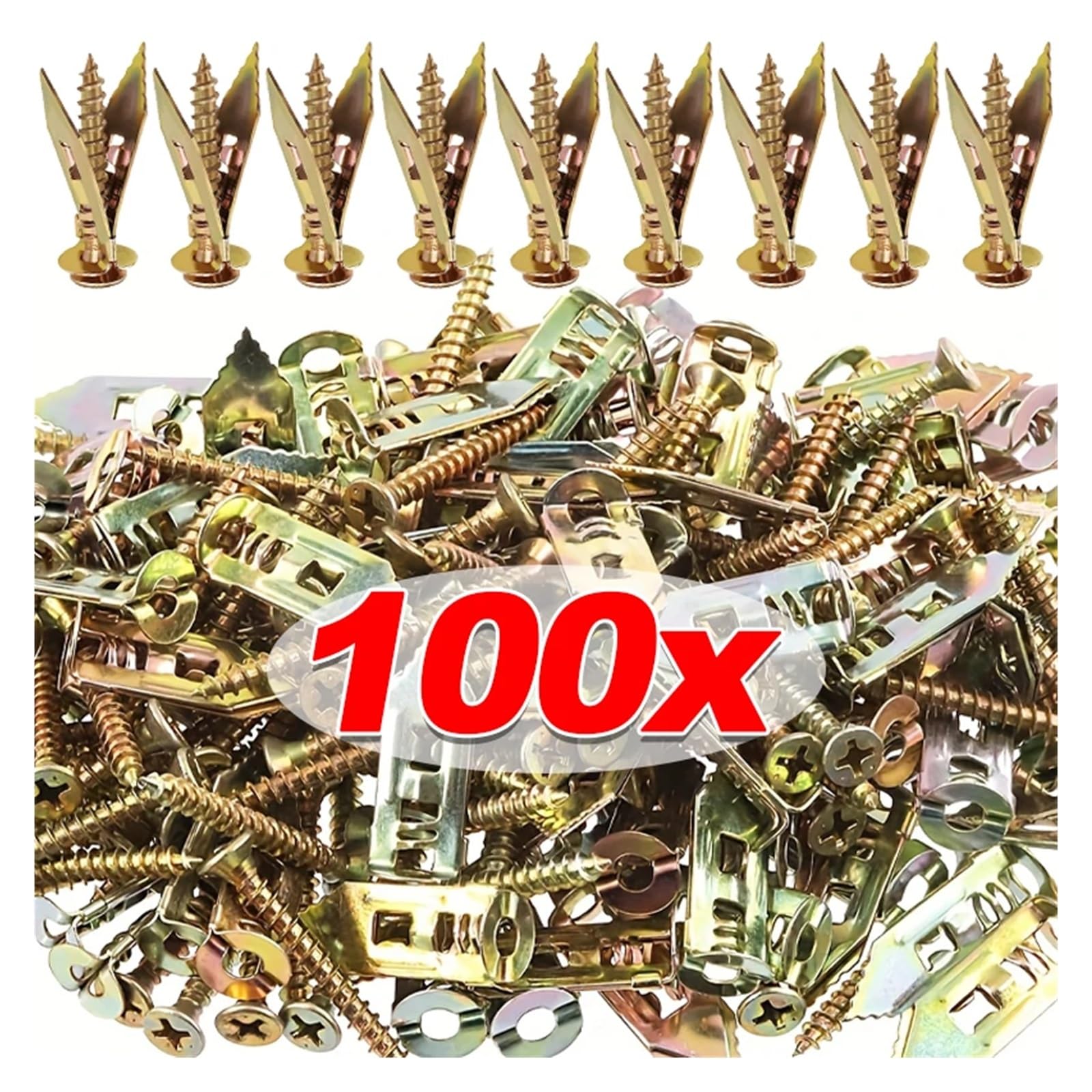 10/100 anclajes autoperforantes for paneles de yeso, tornillos de expansión, tapones for cavidades, for placas de yeso, bricolaje, fijación de marcos de fotos colgantes.(100 Sets)