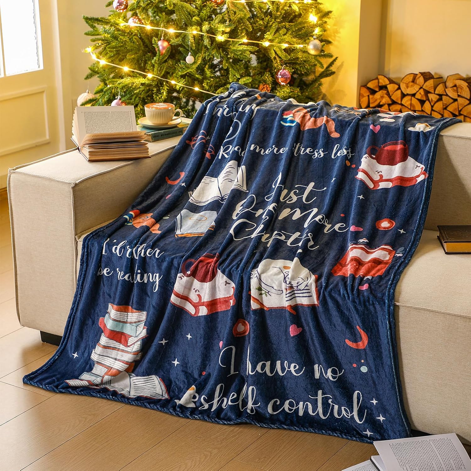 Breling Book Lovers Gifts 50 x 60 Inch Blanket Librarian Reading Throw Blanket Book Lover Club Gifts for Reading Bookish Librarian Birthday Gift - Image 4