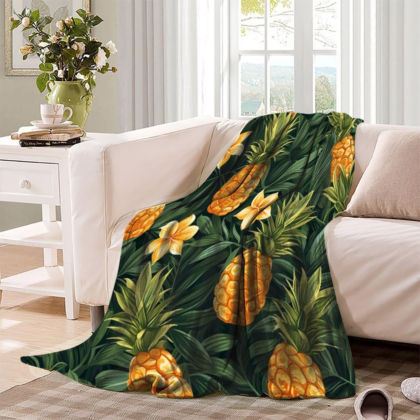 Coperta morbida in pile di flanella, con ananas, regalo di compleanno per amici, famiglia, regalo di Natale per amici e partner, coperta natalizia per divano e letto, 150 x 200 cm