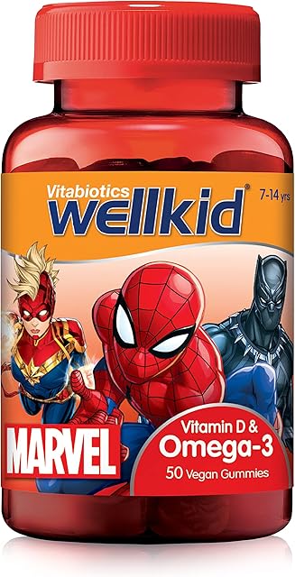 Vitabiotics WellKid Marvel Omega 3 and Vitamin D, Soft Jellies, 174 g, 50 Count