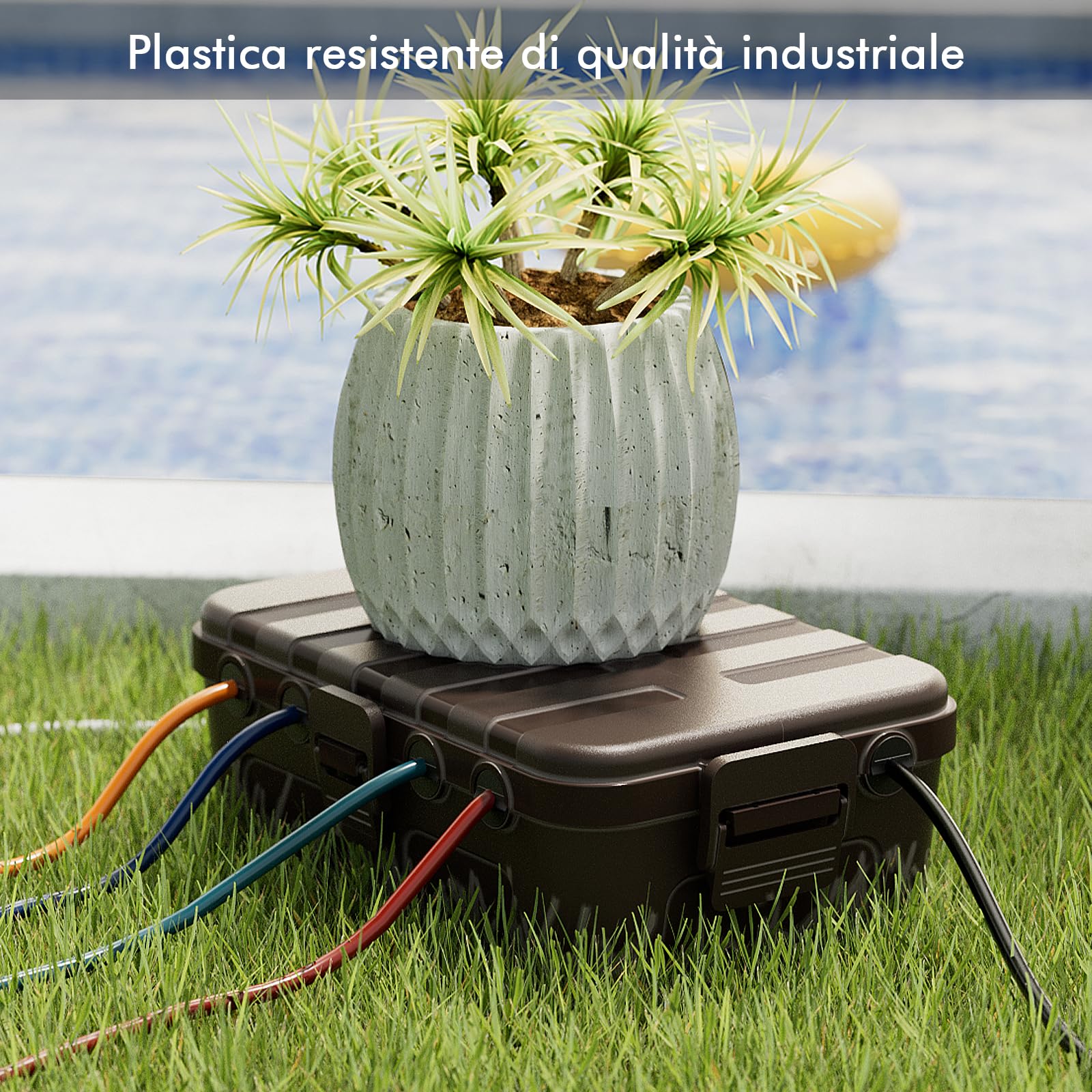 RESTMO Scatola di Protezione Impermeabile Extra-Large IP54 (32x22x13 cm) – Scatola per Cavi Esterna, Ideale per Proteggere Prese, Timer, Cavi di Alimentazione e Luci Decorative, Colore Marrone
