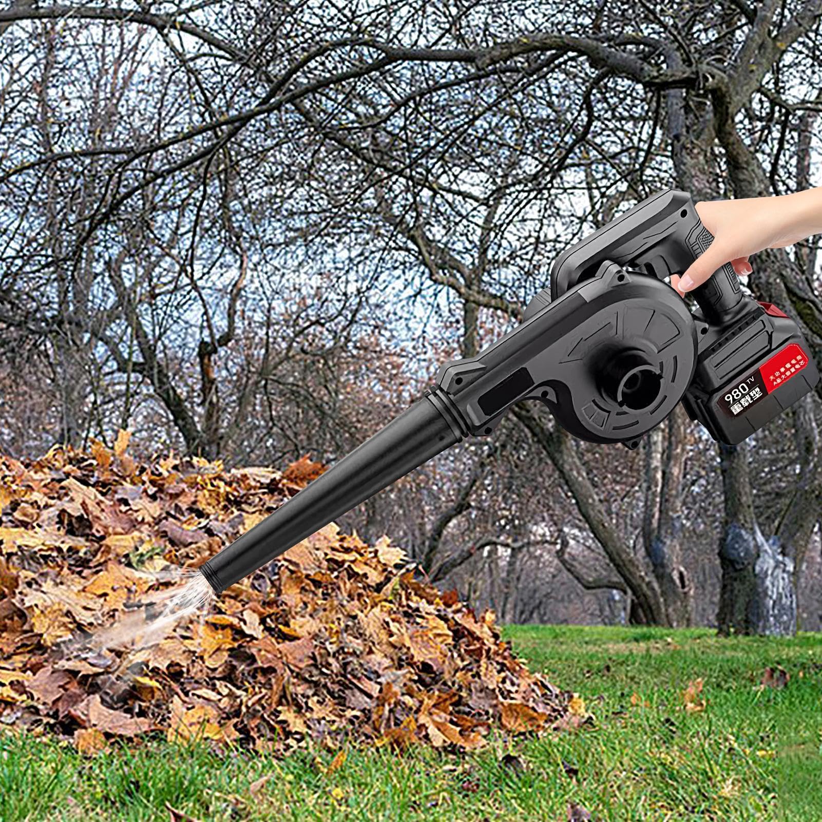 Soffiatore per Foglie a Batteria Ricaricabile Senza Fili a Batteria | Aspirapolvere da Giardino Portatile Per Esterni Giardino Cortile Prato Balcone Casa Auto Officina