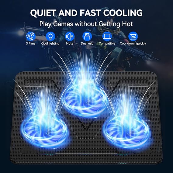 TECKNET Laptop Cooling Pad, Portable Slim Laptop Cooler for 12-17 Laptops