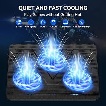TECKNET Laptop Cooling Pad, Portable Slim Laptop Cooler for 12-17 Laptops